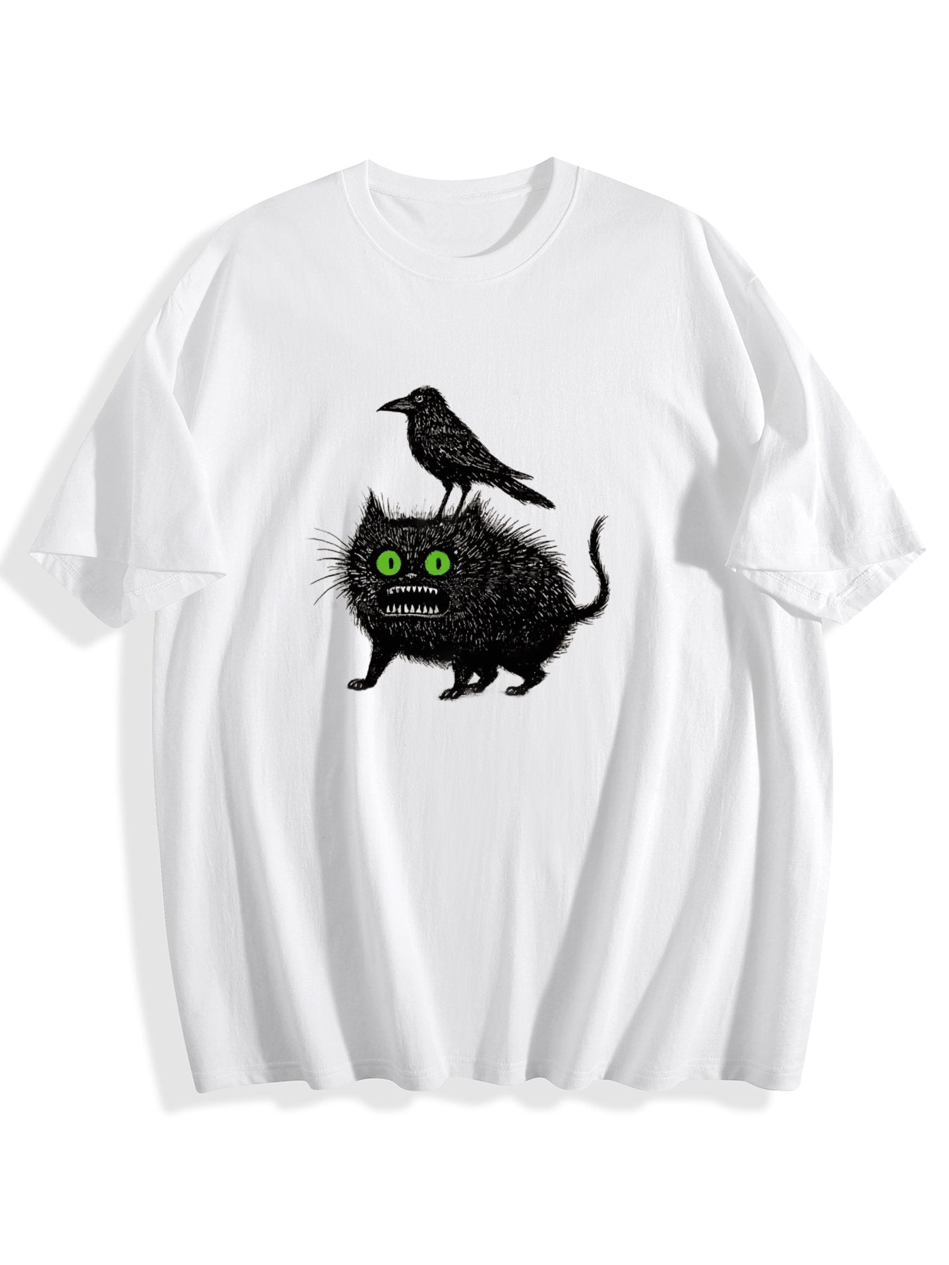 T-shirt Tokyo-tiger-crow-and-black-cat-washed-t-shirt