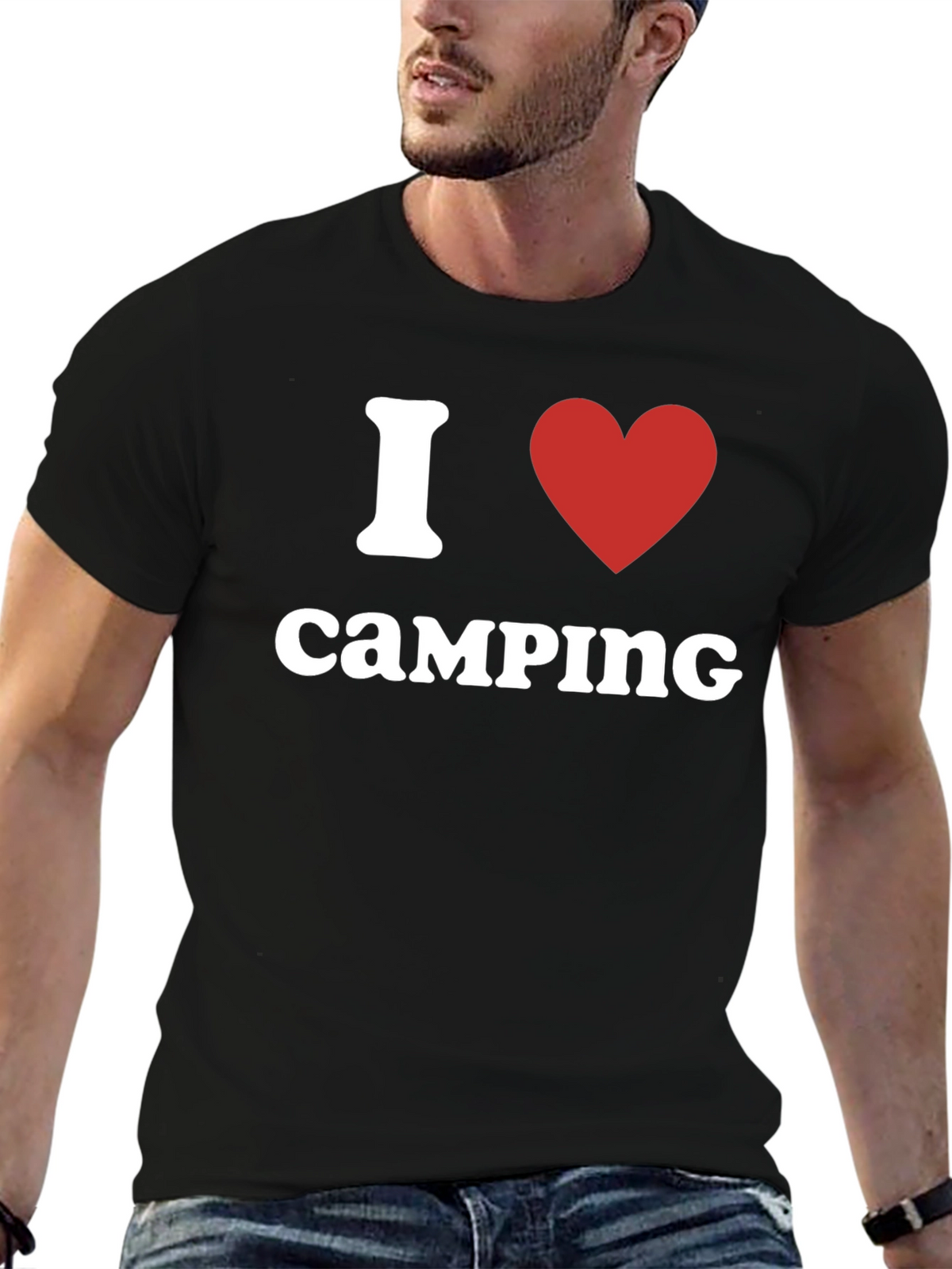 I Heart Camping T-Shirt - Black Cotton Tee