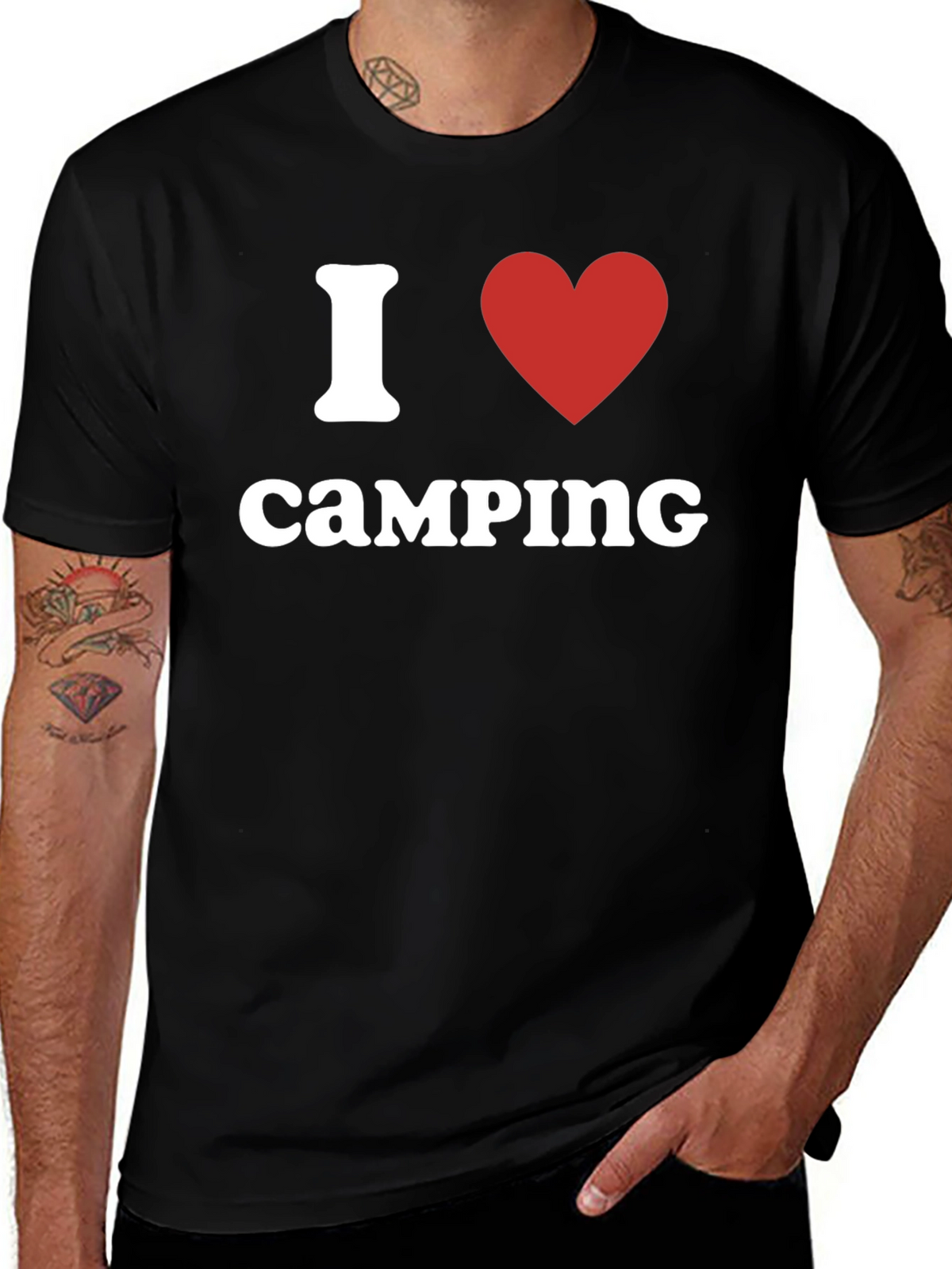 I Heart Camping T-Shirt - Black Cotton Tee