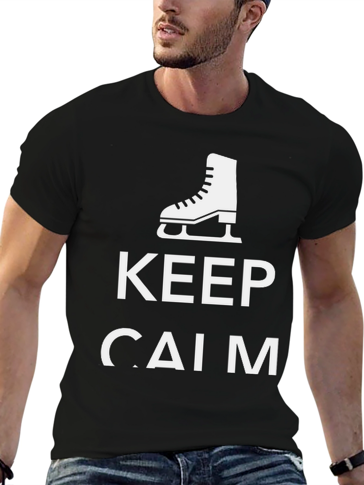 Keep Calm and Skate On Black T-Shirt