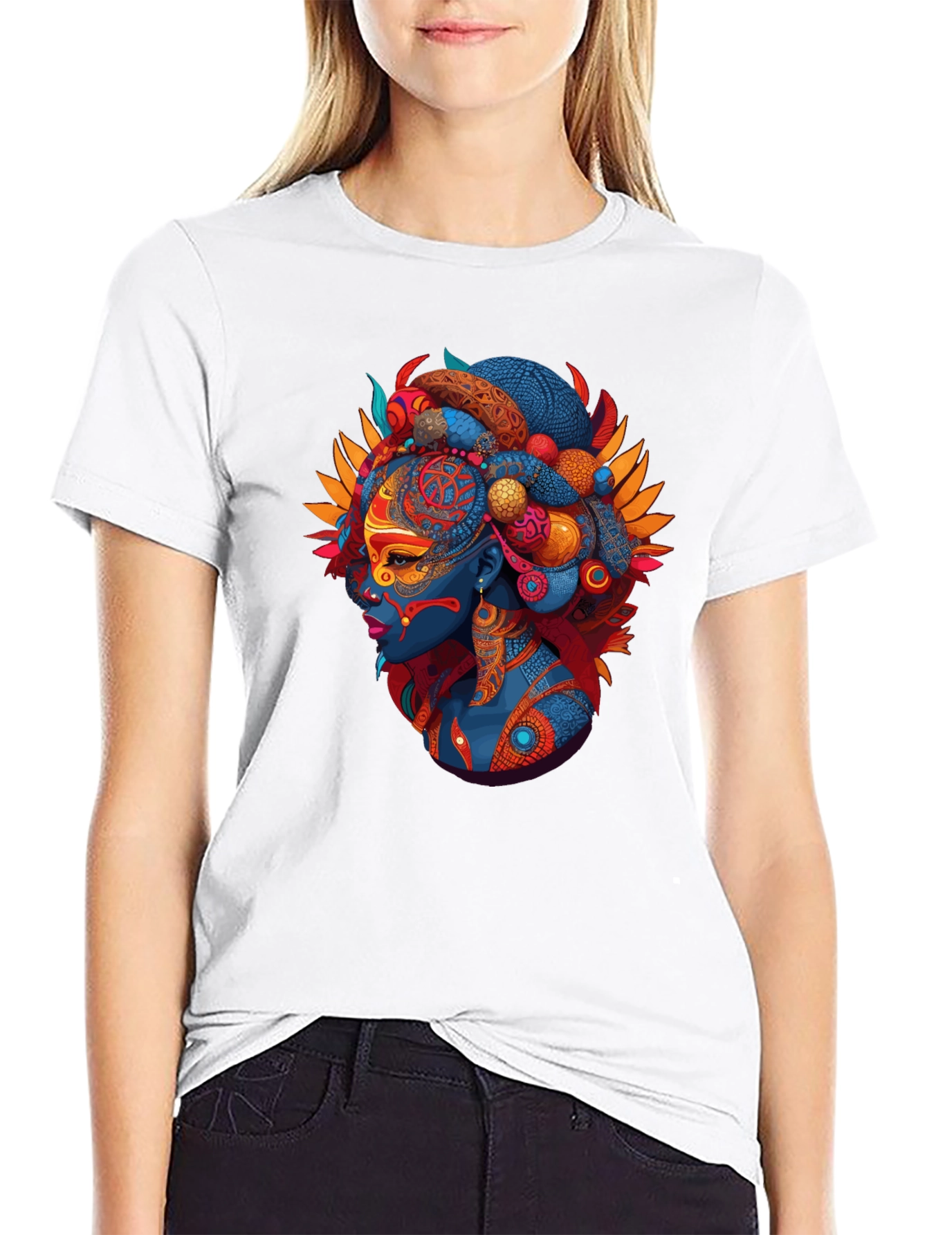 Ethnic Queen Black T-Shirt - Vibrant Graphic Tee