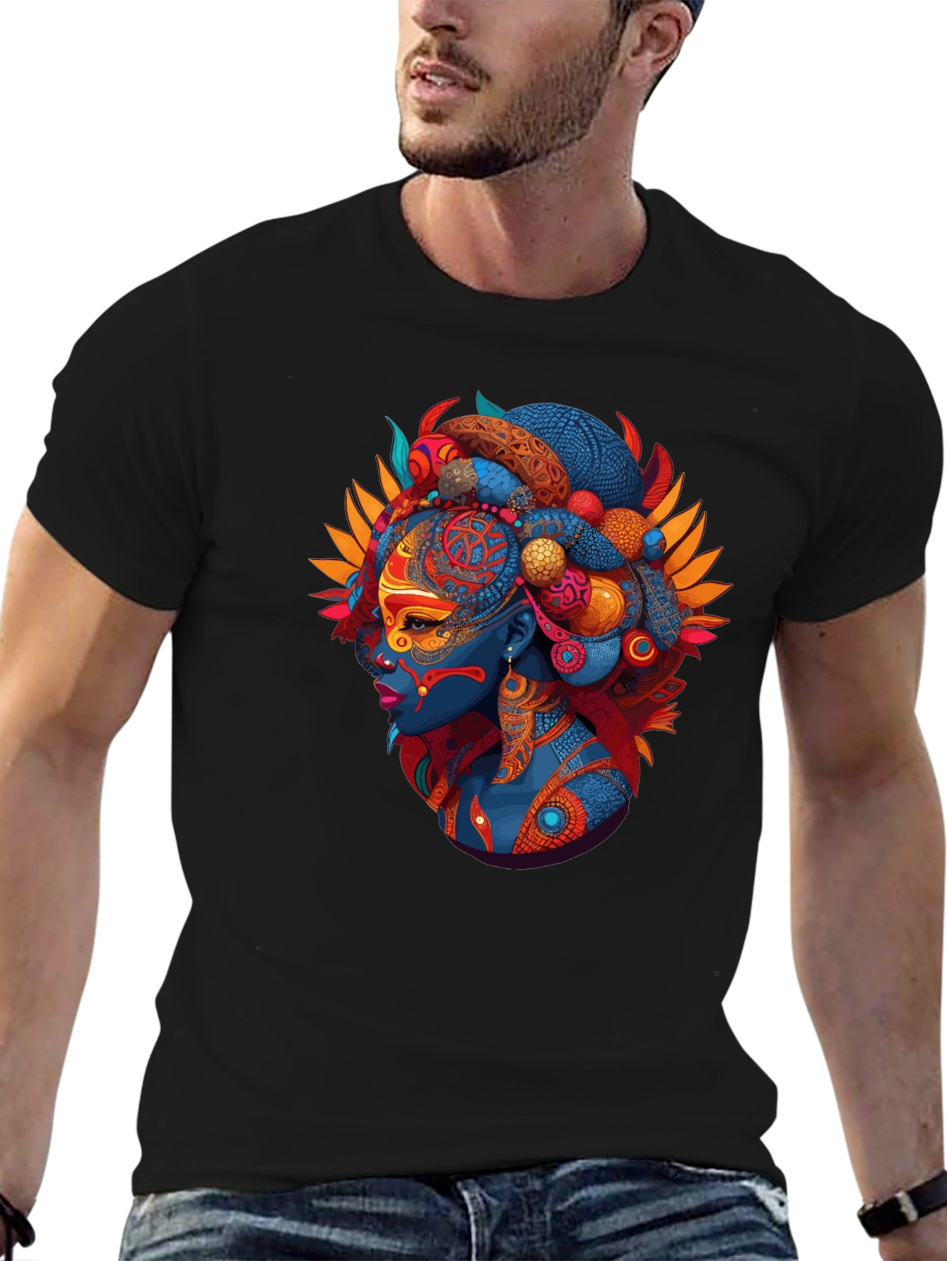 Ethnic Queen Black T-Shirt - Vibrant Graphic Tee