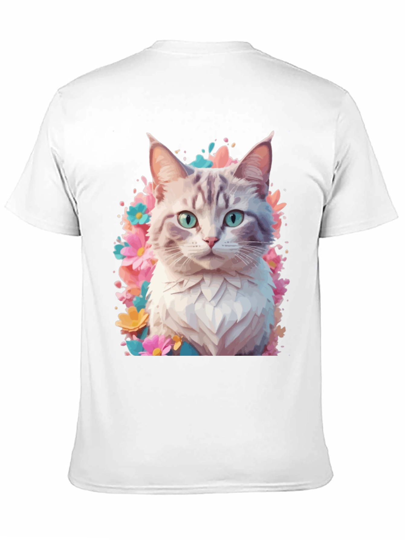 Cat Floral T-Shirt - Artistic Kitten Tee