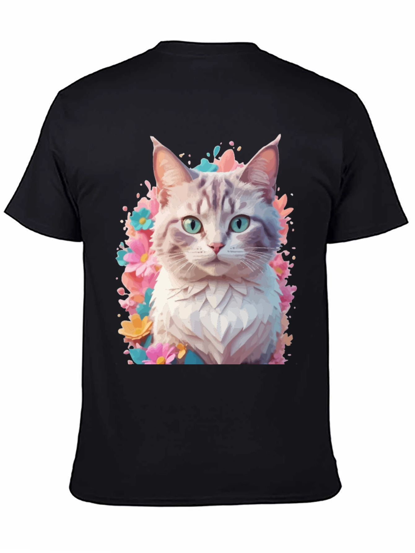 Cat Floral T-Shirt - Artistic Kitten Tee