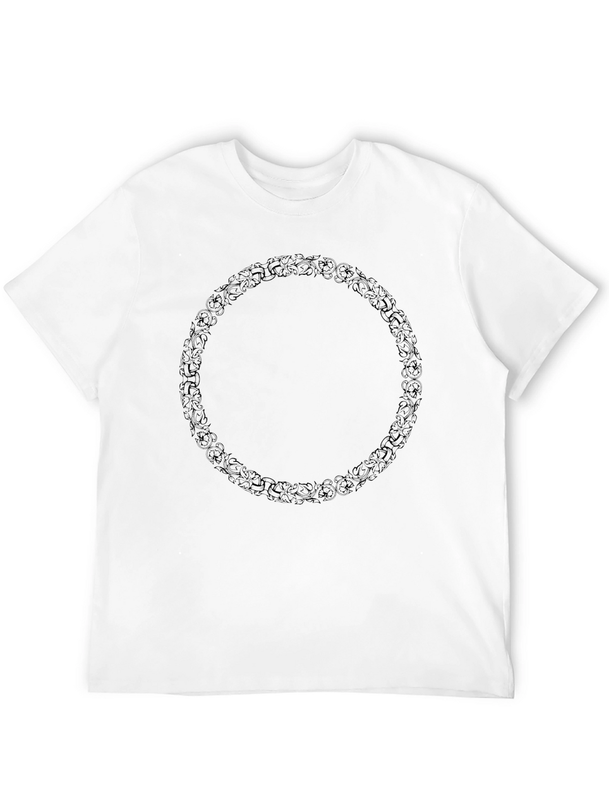 Mens Black Floral Wreath Graphic Tee