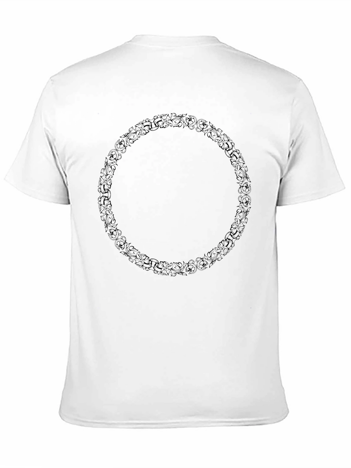 Mens Black Floral Wreath Graphic Tee