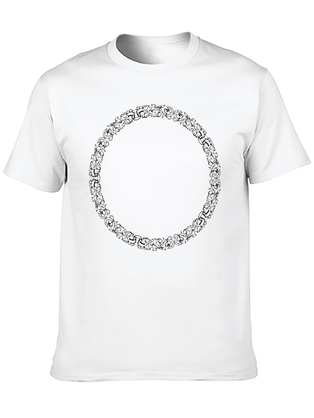 Mens Black Floral Wreath Graphic Tee