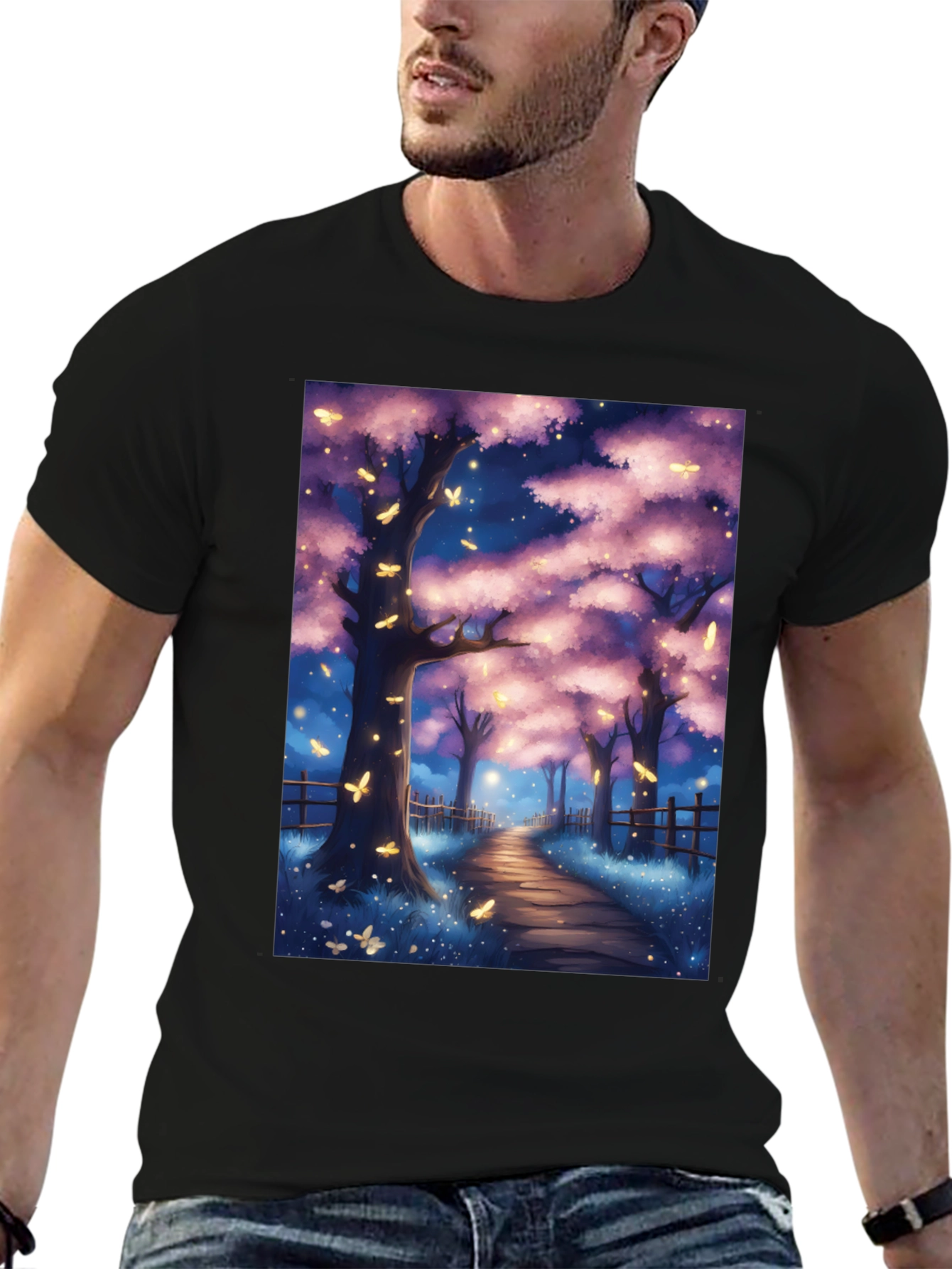 Enchanted Forest T-Shirt - Magical Night Scene