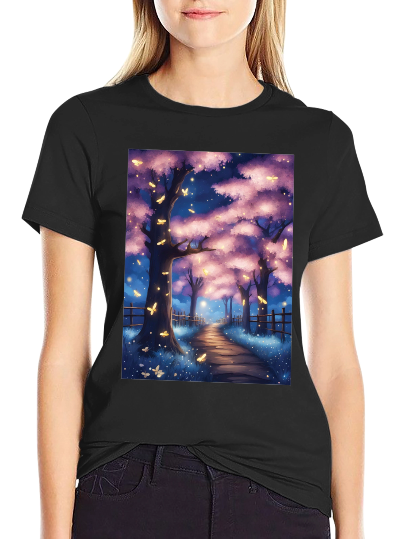 Enchanted Forest T-Shirt - Magical Night Scene
