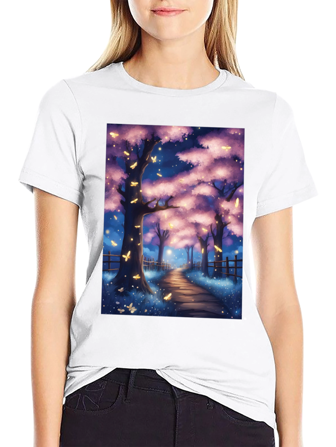 Enchanted Forest T-Shirt - Magical Night Scene