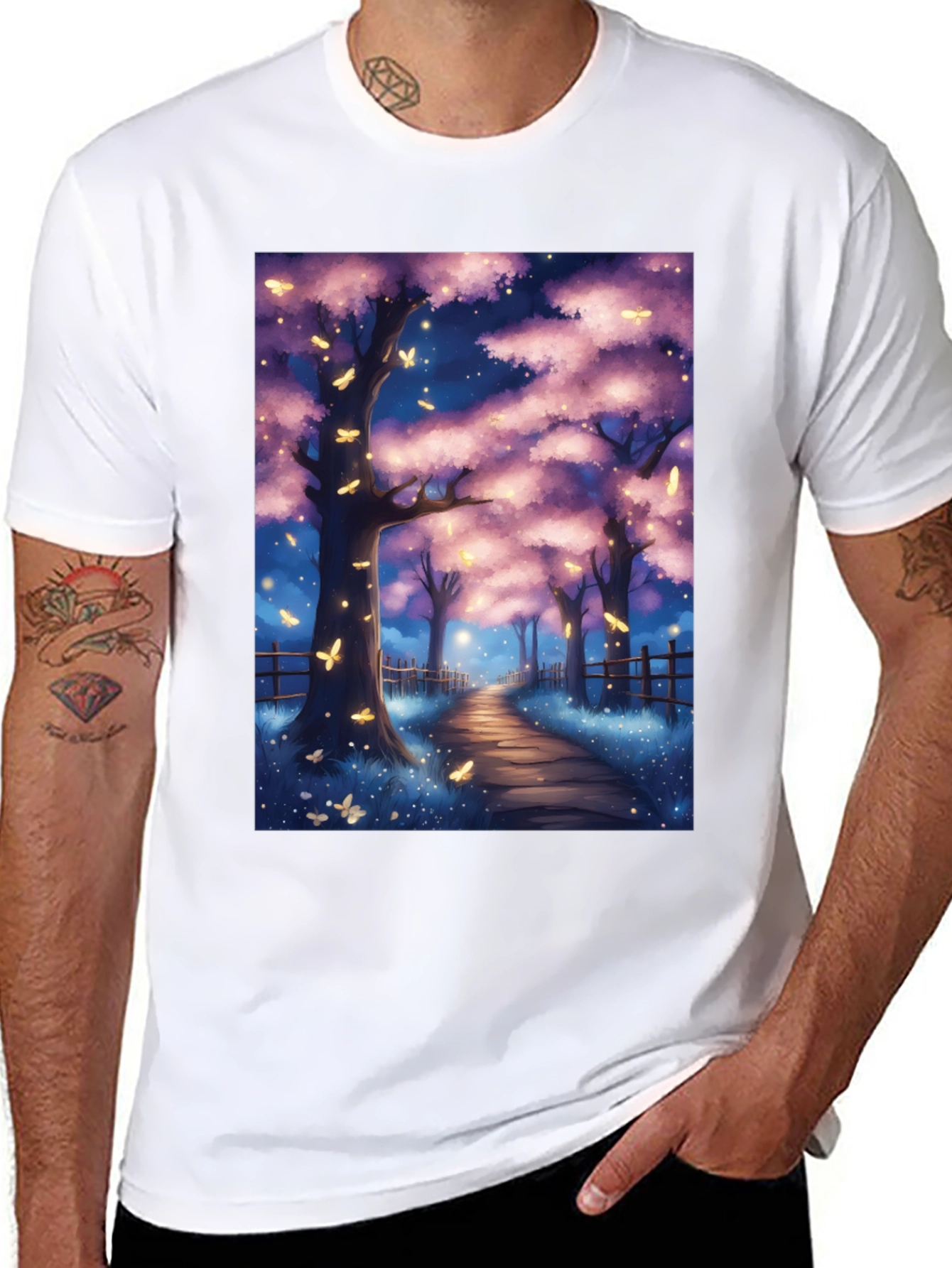 Enchanted Forest T-Shirt - Magical Night Scene