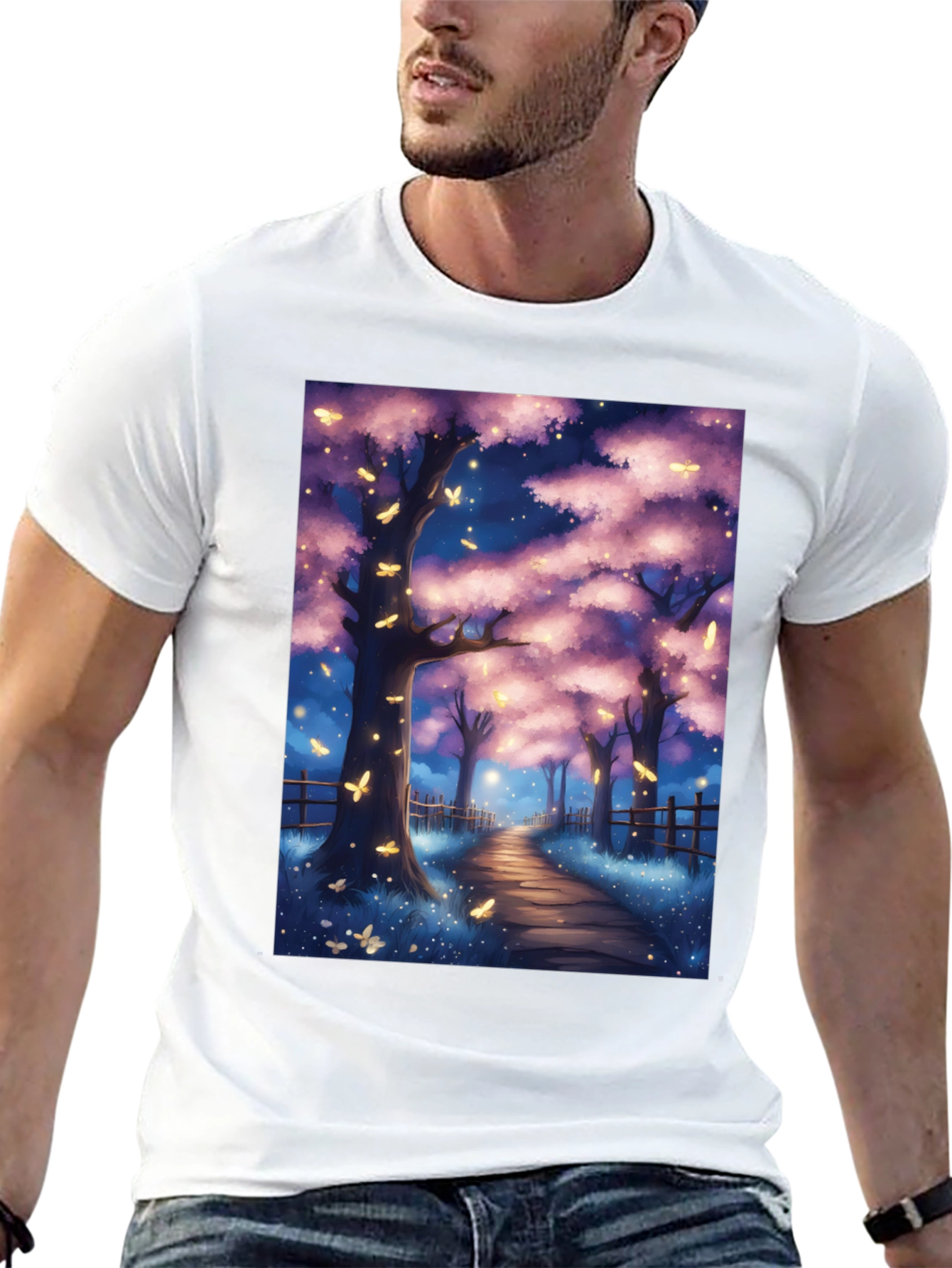 Enchanted Forest T-Shirt - Magical Night Scene