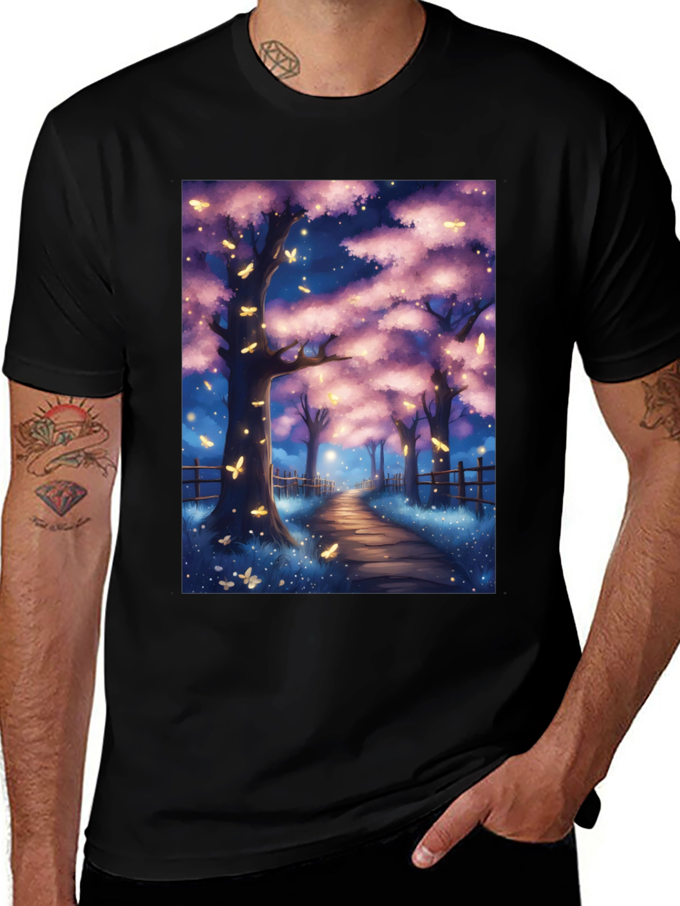 Enchanted Forest T-Shirt - Magical Night Scene