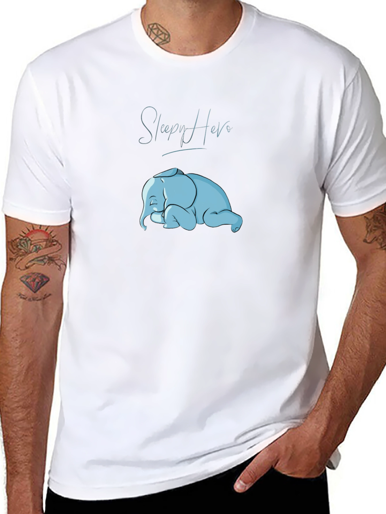 Sleepy Hero Elephant Graphic T-Shirt