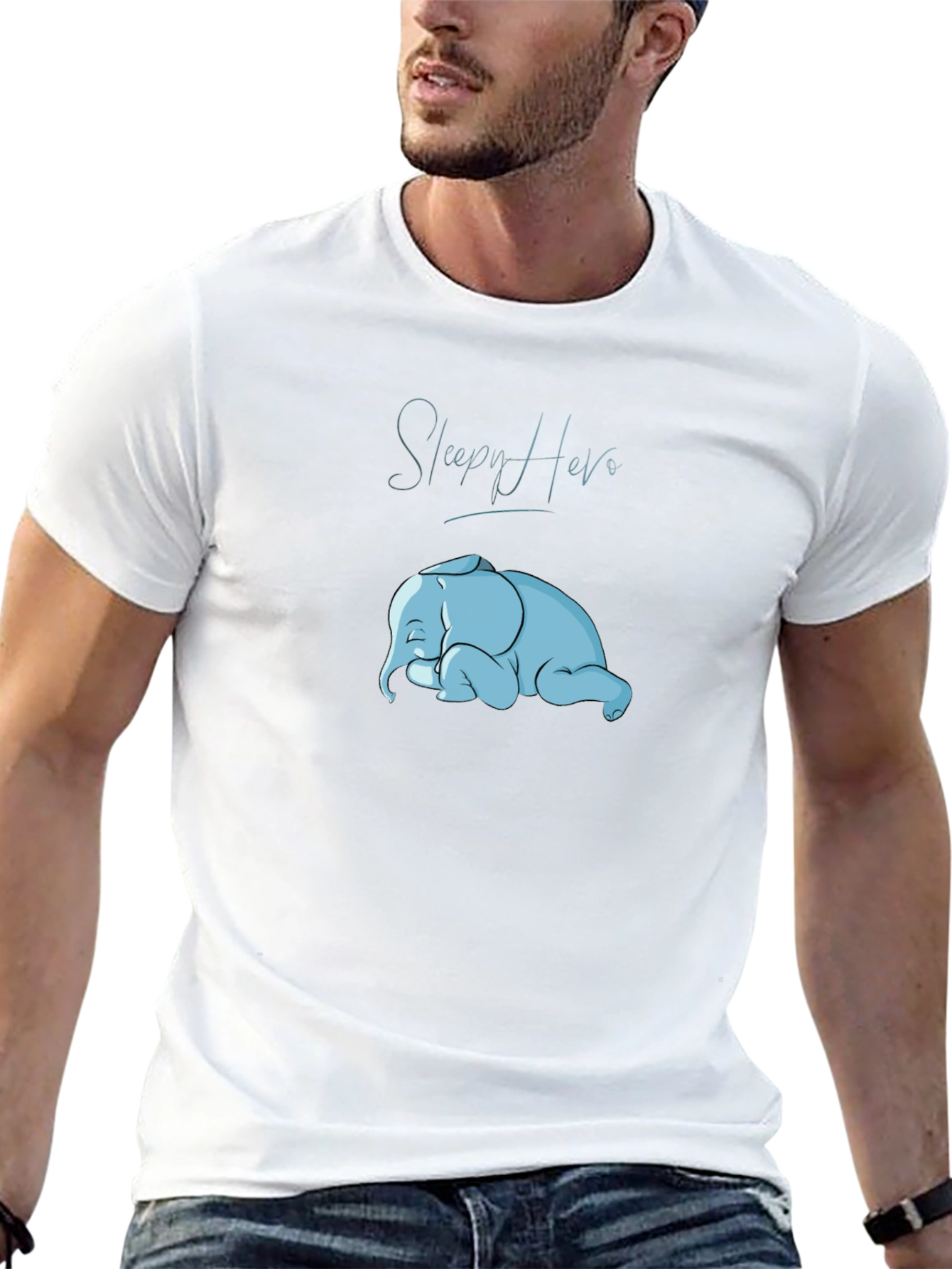 Sleepy Hero Elephant Graphic T-Shirt