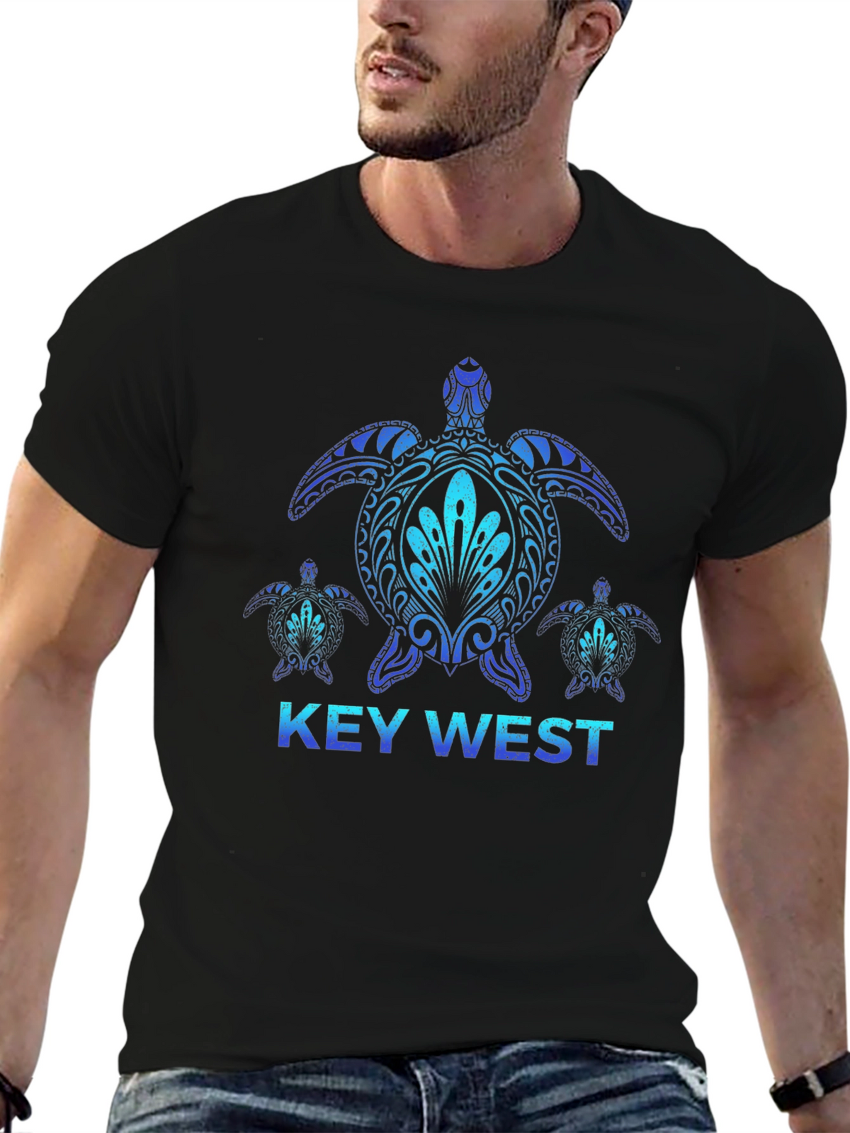 Key West Turtle Graphic Black T-Shirt