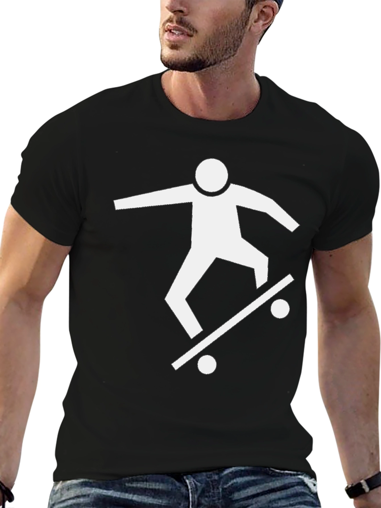 Skateboarder Graphic Tee - Black