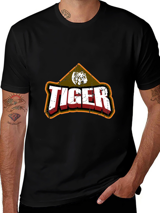 Tiger Graphic Tee - Vintage Style Black Cotton T-Shirt