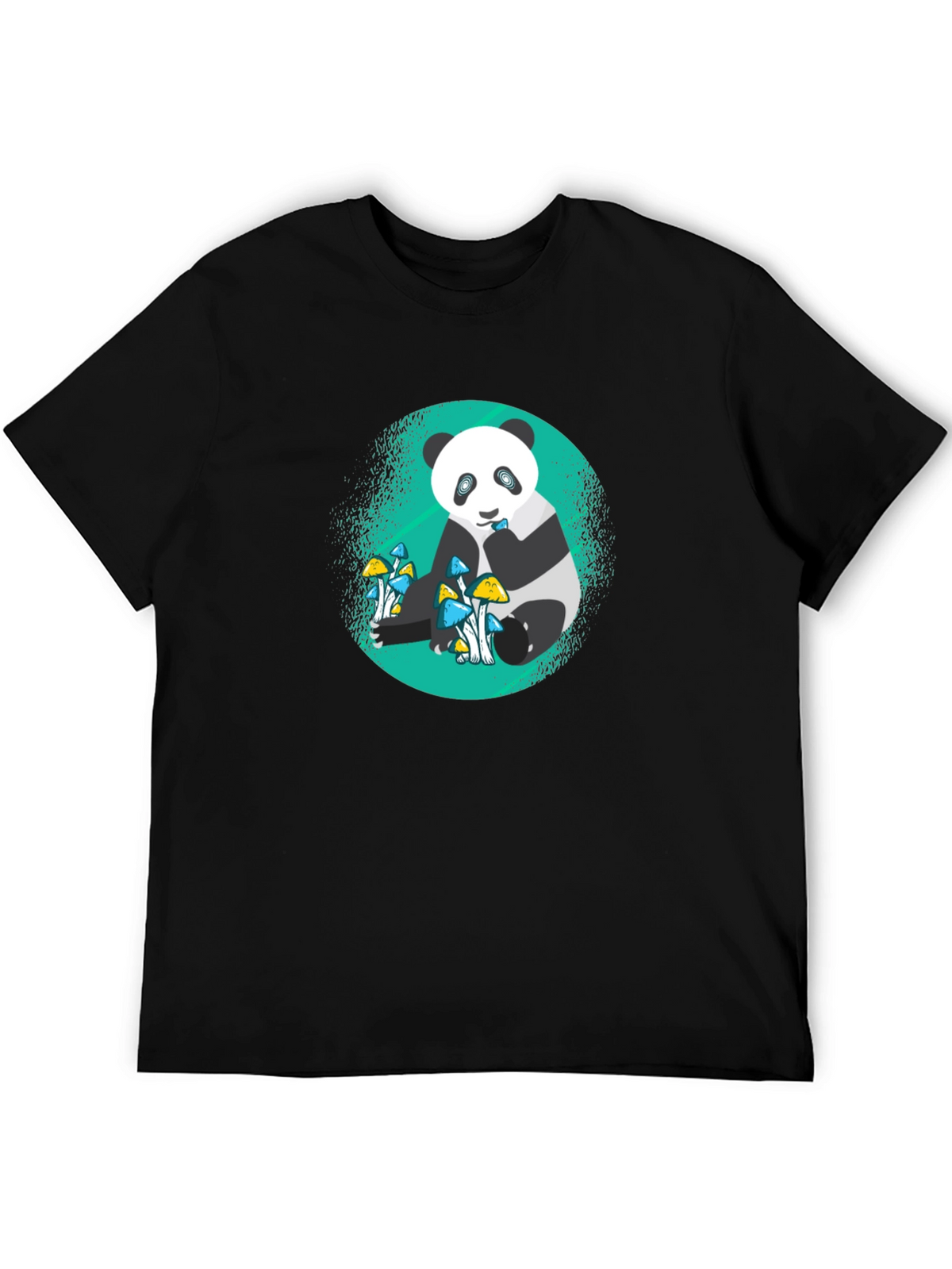 Panda Mushroom Graphic Tee - Mens Black T-Shirt