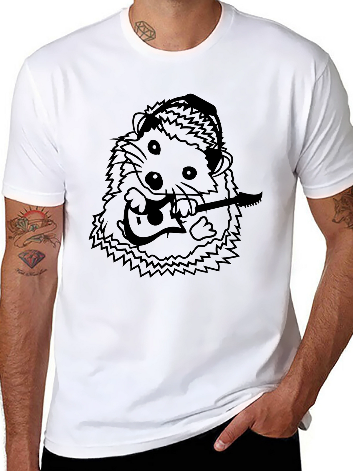 Hedgehog Guitarist T-Shirt - Cool Graphic Tee