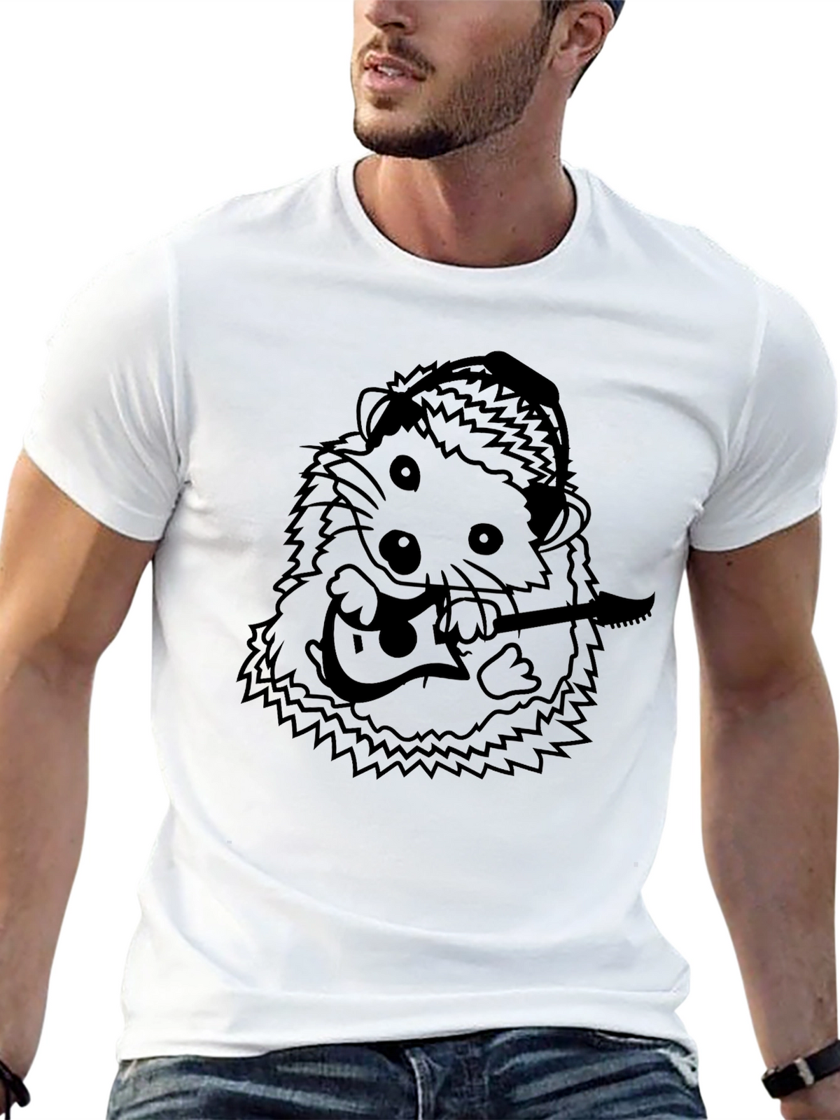 Hedgehog Guitarist T-Shirt - Cool Graphic Tee
