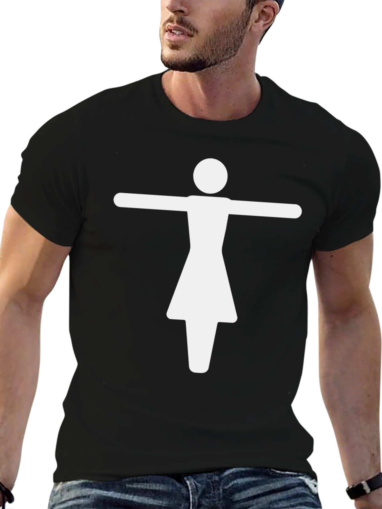 Stick Figure Woman Black T-Shirt