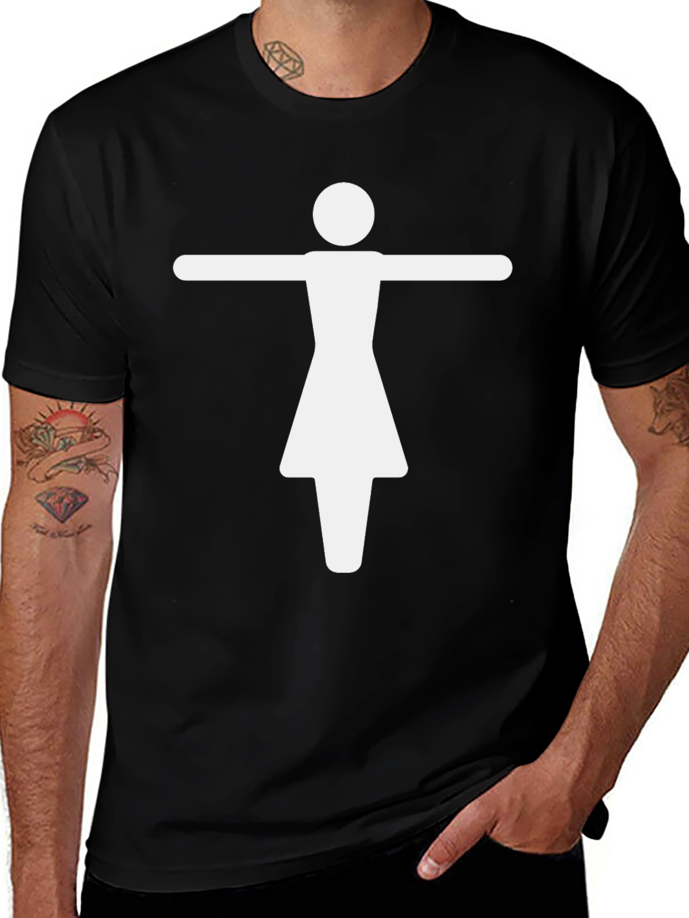 Stick Figure Woman Black T-Shirt