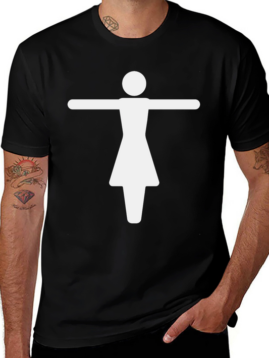 Stick Figure Woman Black T-Shirt