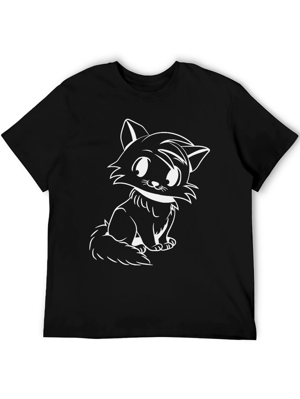 Cute Cat Graphic Tee - Black Unisex T-Shirt