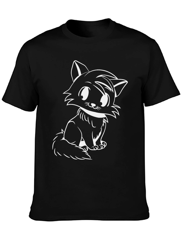 Cute Cat Graphic Tee - Black Unisex T-Shirt