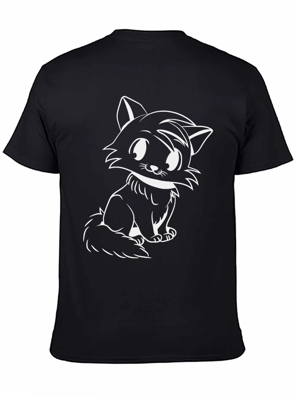 Cute Cat Graphic Tee - Black Unisex T-Shirt