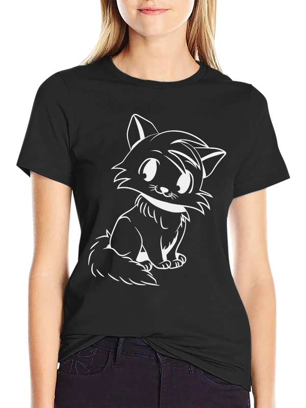 Cute Cat Graphic Tee - Black Unisex T-Shirt
