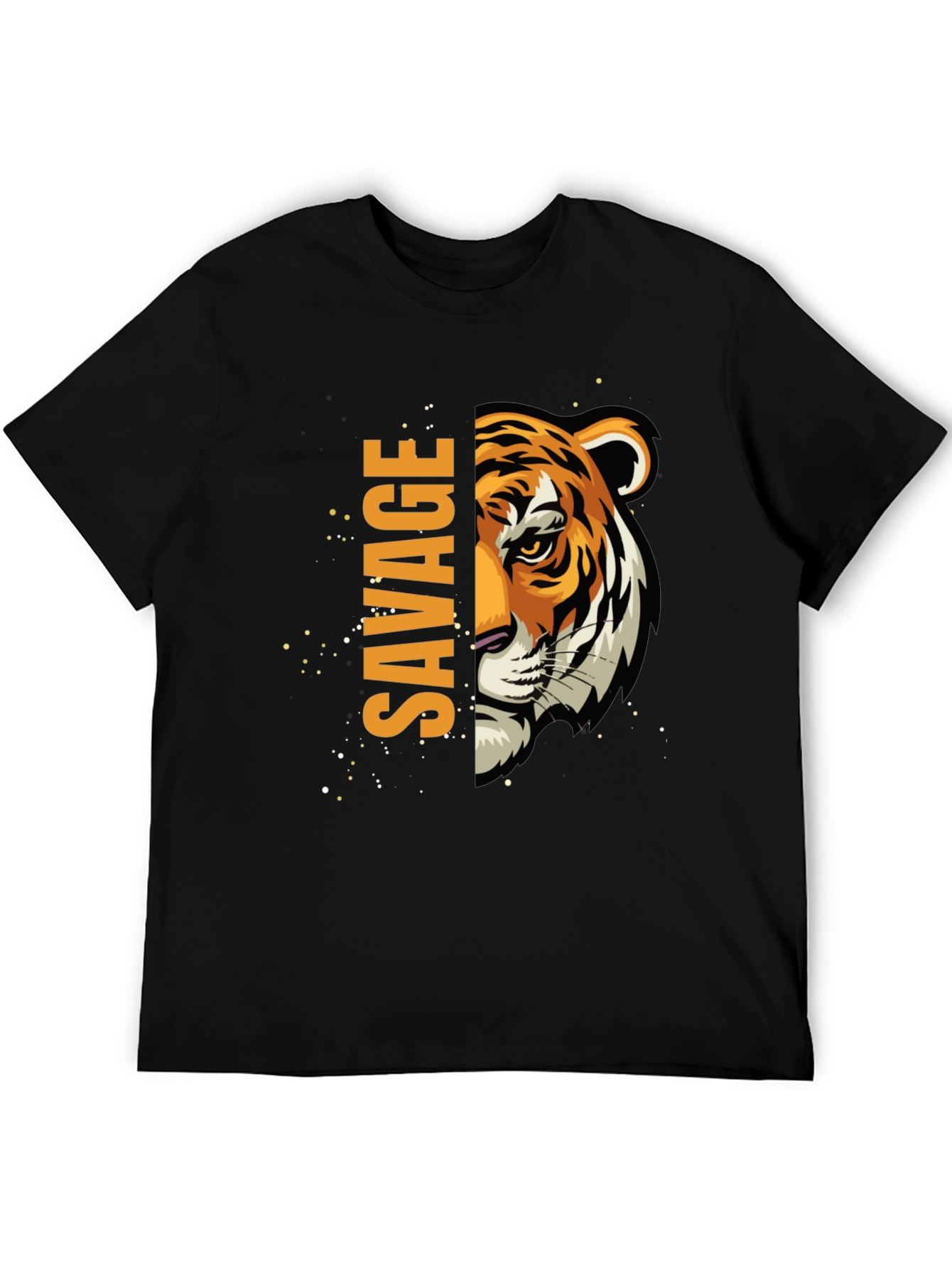 Savage Tiger Graphic Print Mens Black T-Shirt