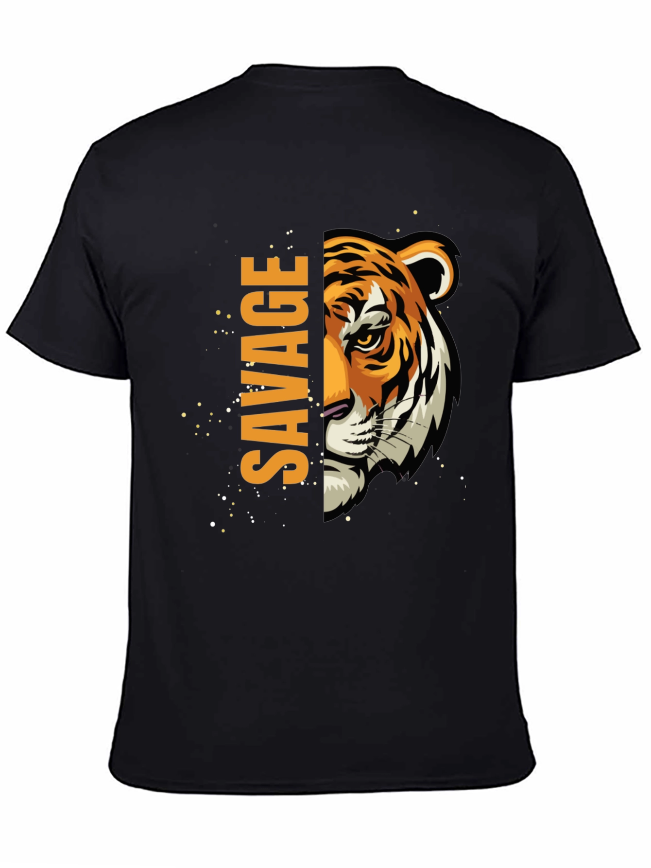Savage Tiger Graphic Print Mens Black T-Shirt