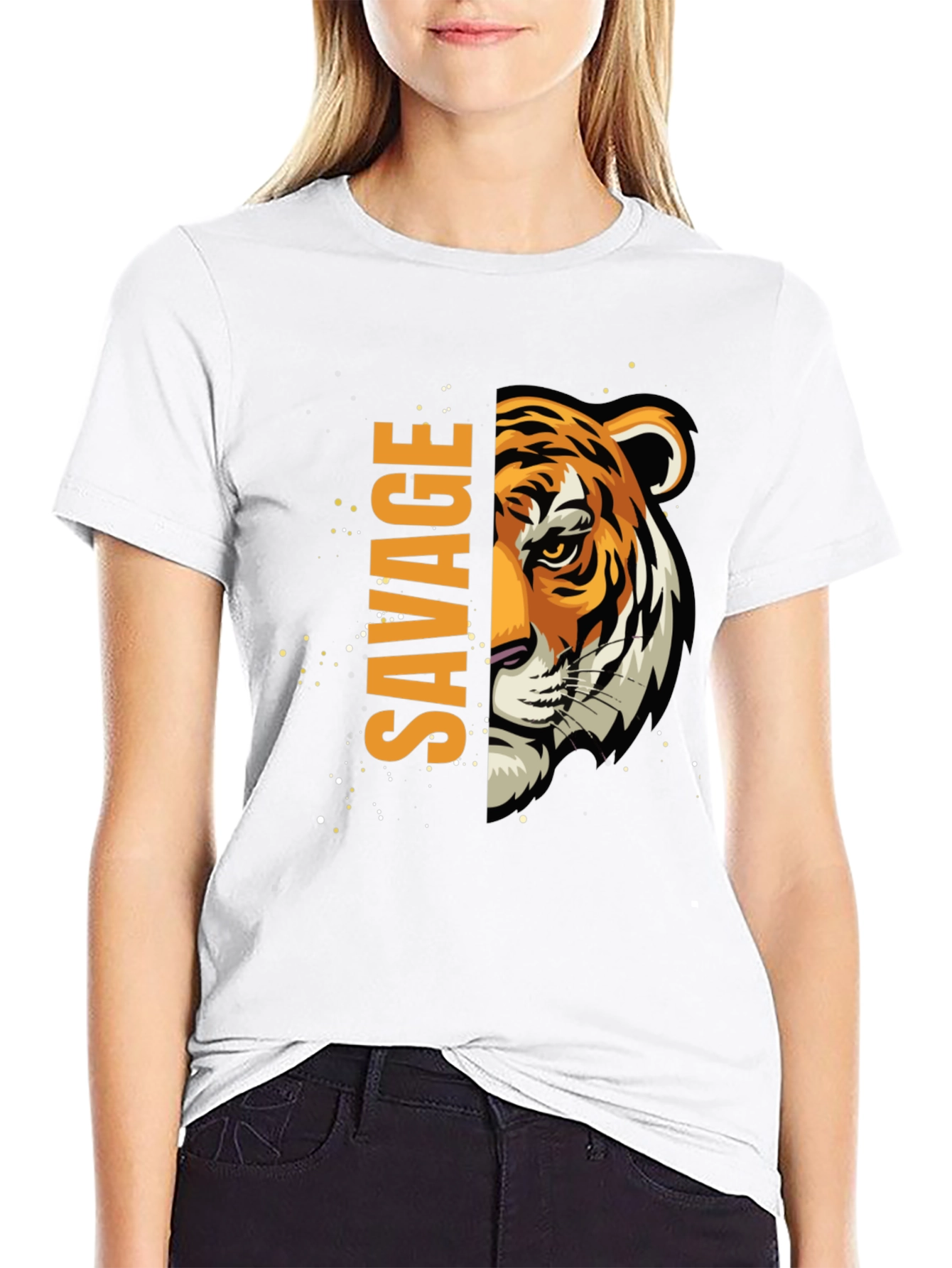 Savage Tiger Graphic Print Mens Black T-Shirt