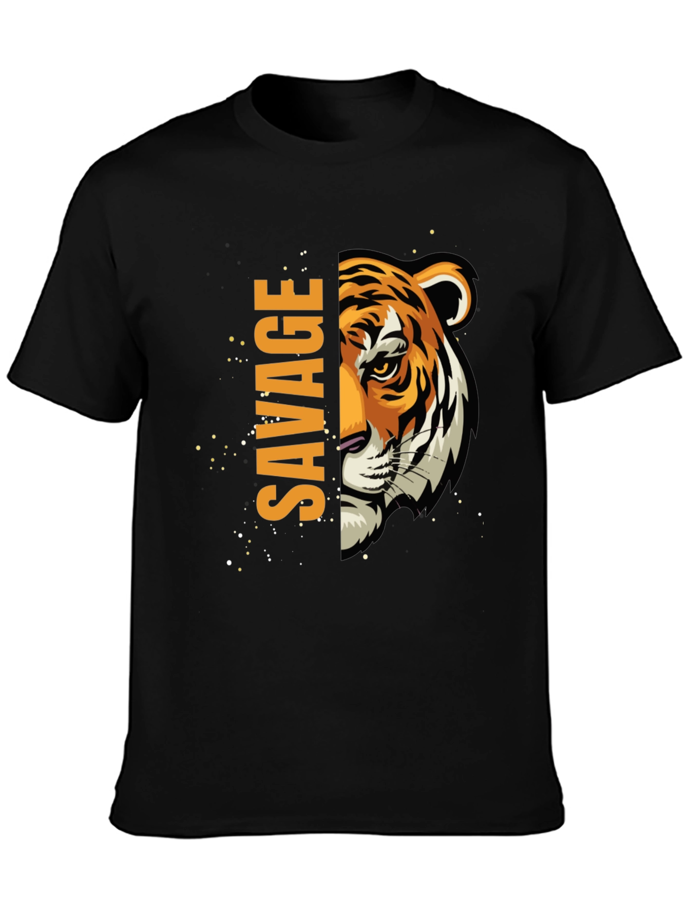 Savage Tiger Graphic Print Mens Black T-Shirt