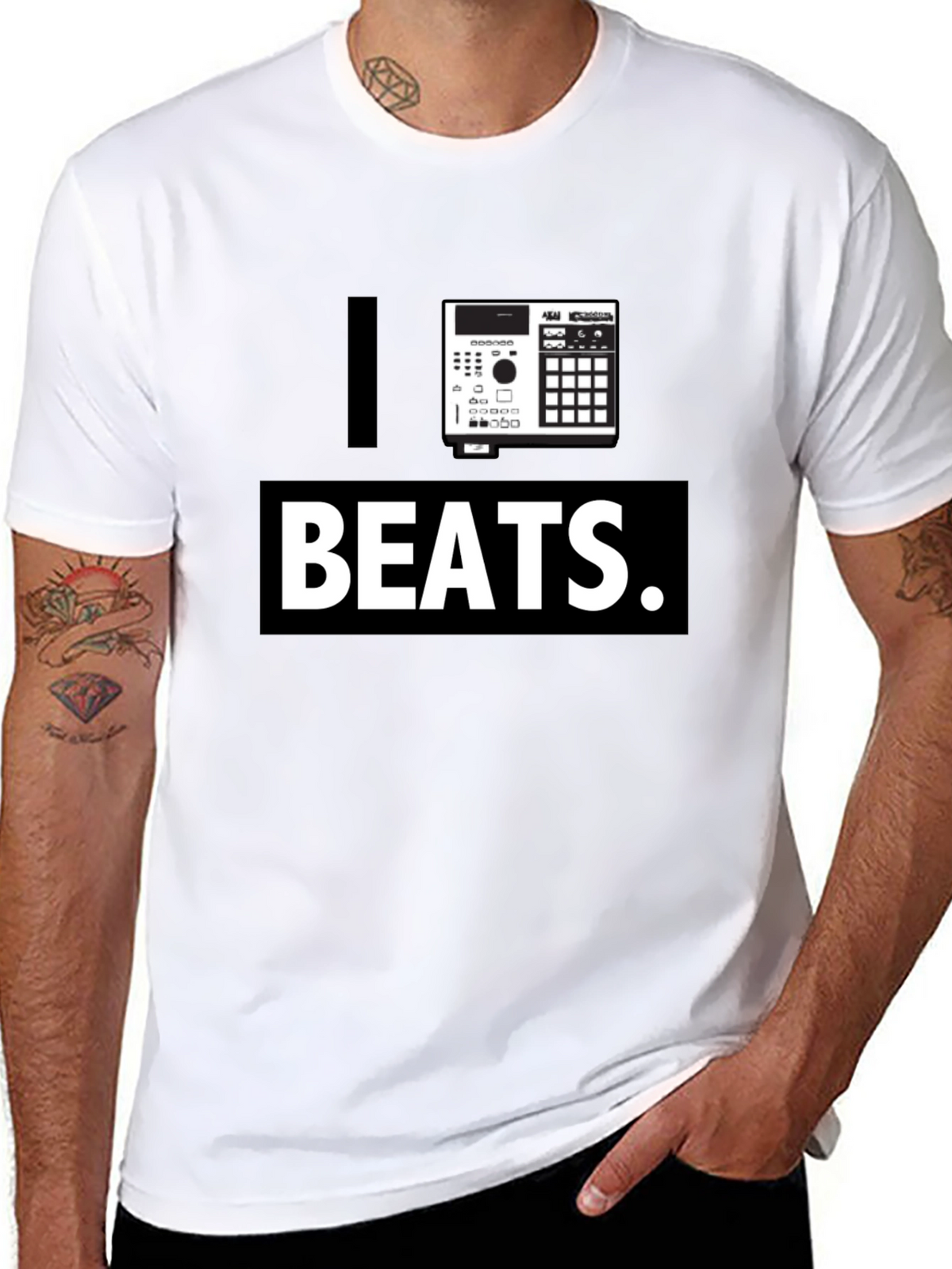 I Heart Beats Black Graphic T-Shirt