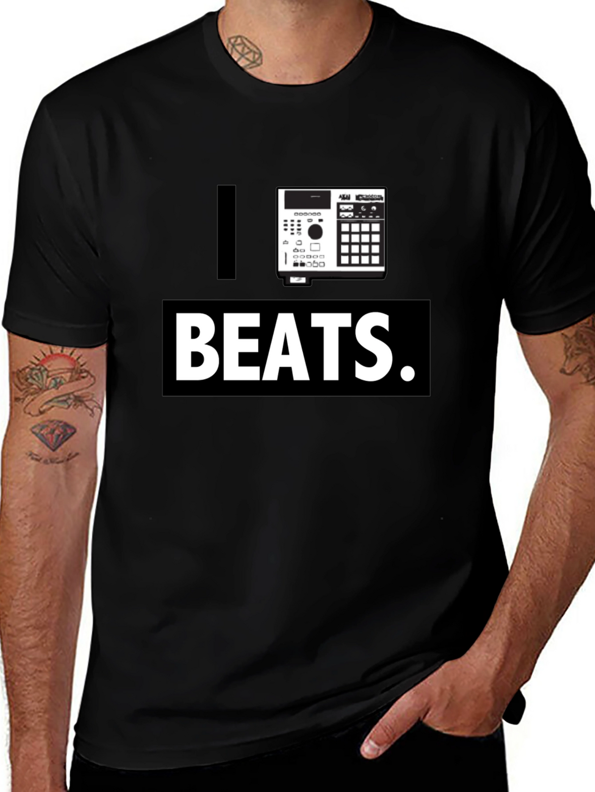I Heart Beats Black Graphic T-Shirt