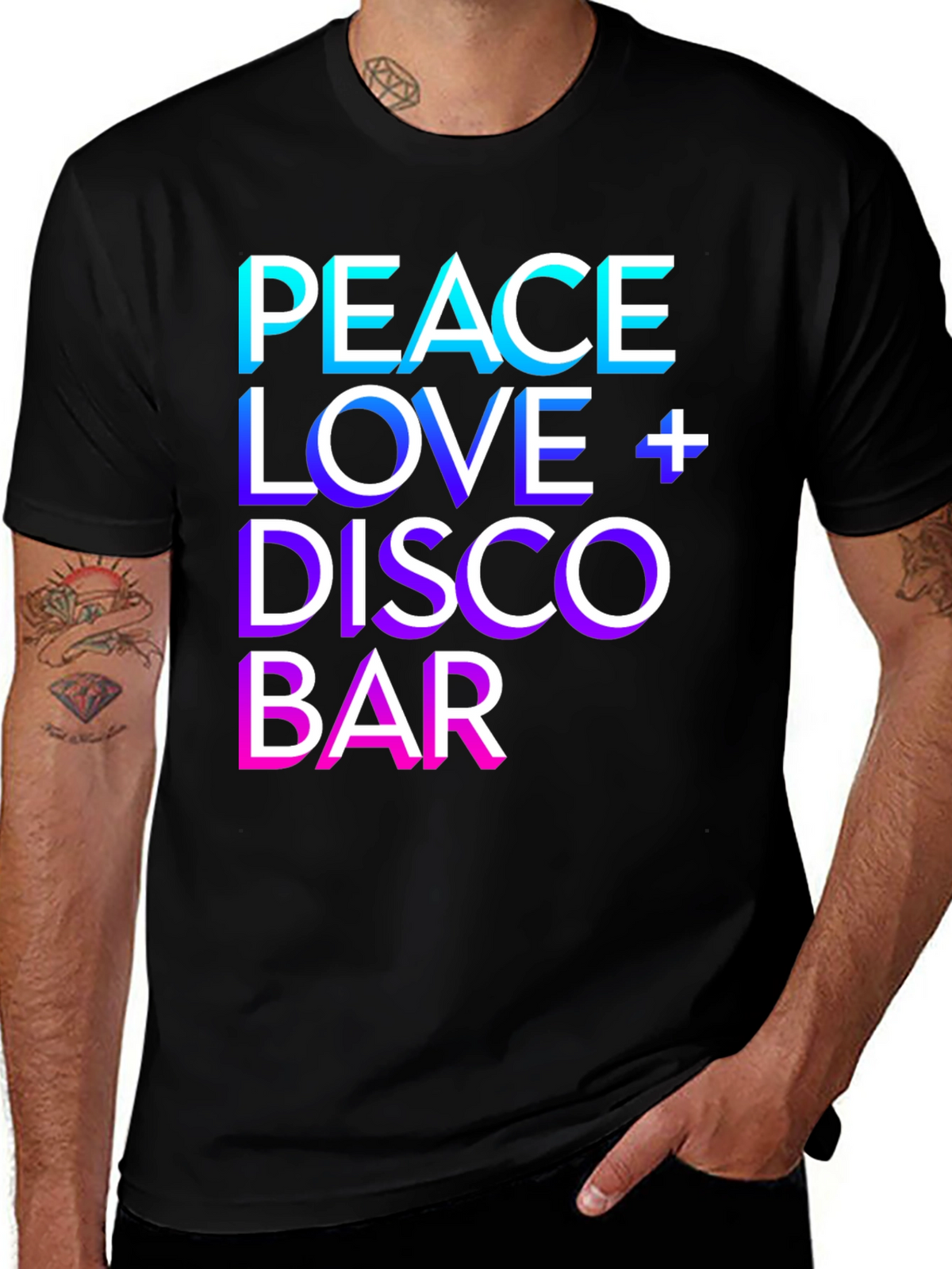 Peace Love Disco Bar Graphic T-Shirt