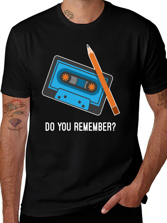 Retro Cassette Tape & Pencil T-Shirt - Do You Remember?