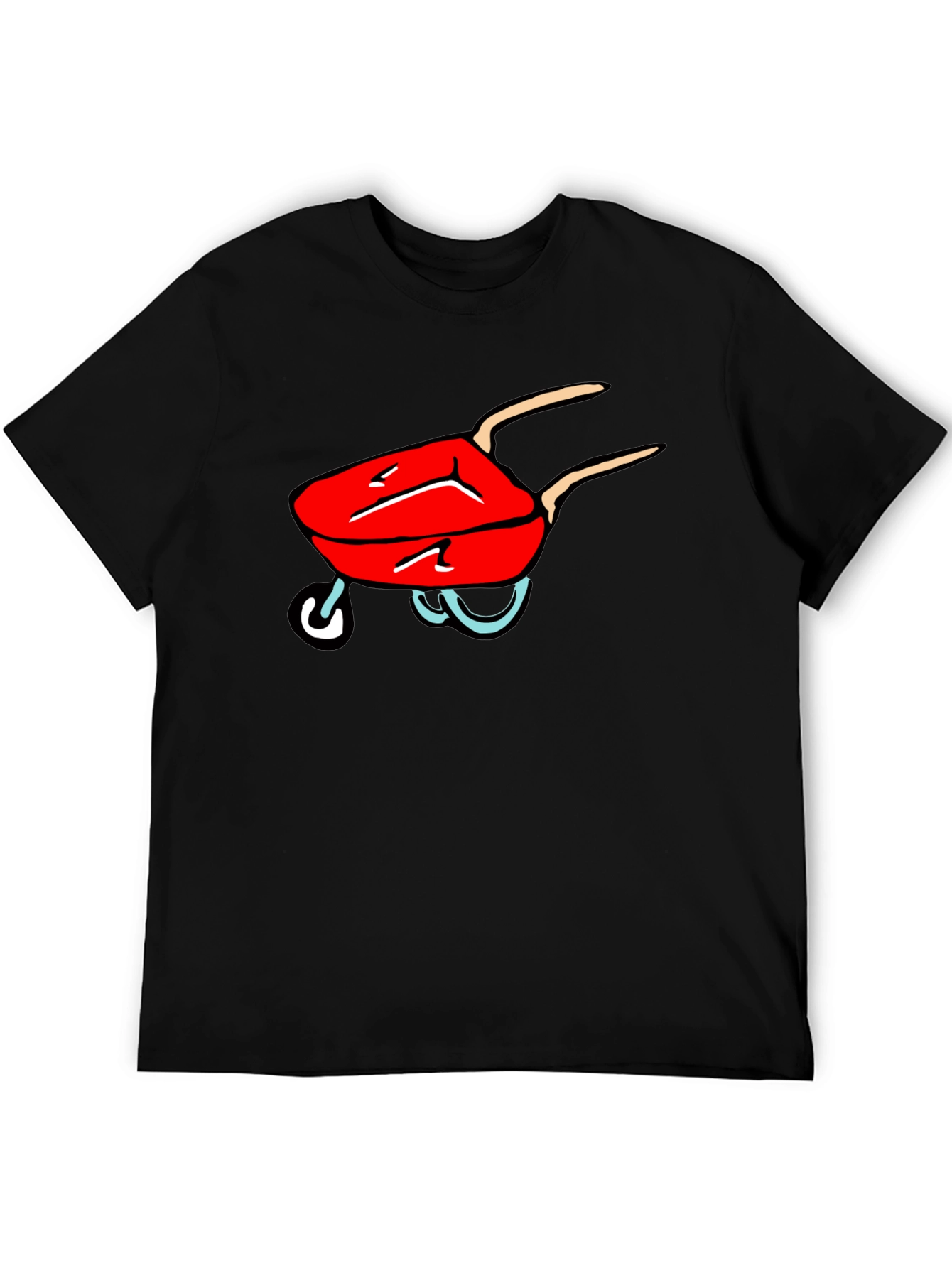 Cartoon Wheelbarrow Black T-Shirt