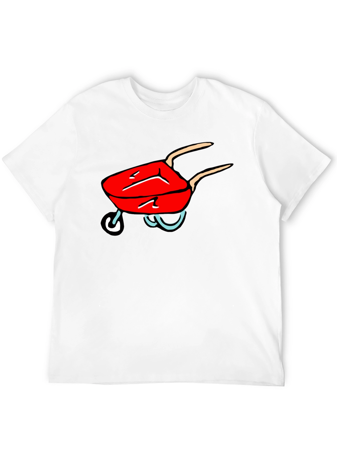 Cartoon Wheelbarrow Black T-Shirt
