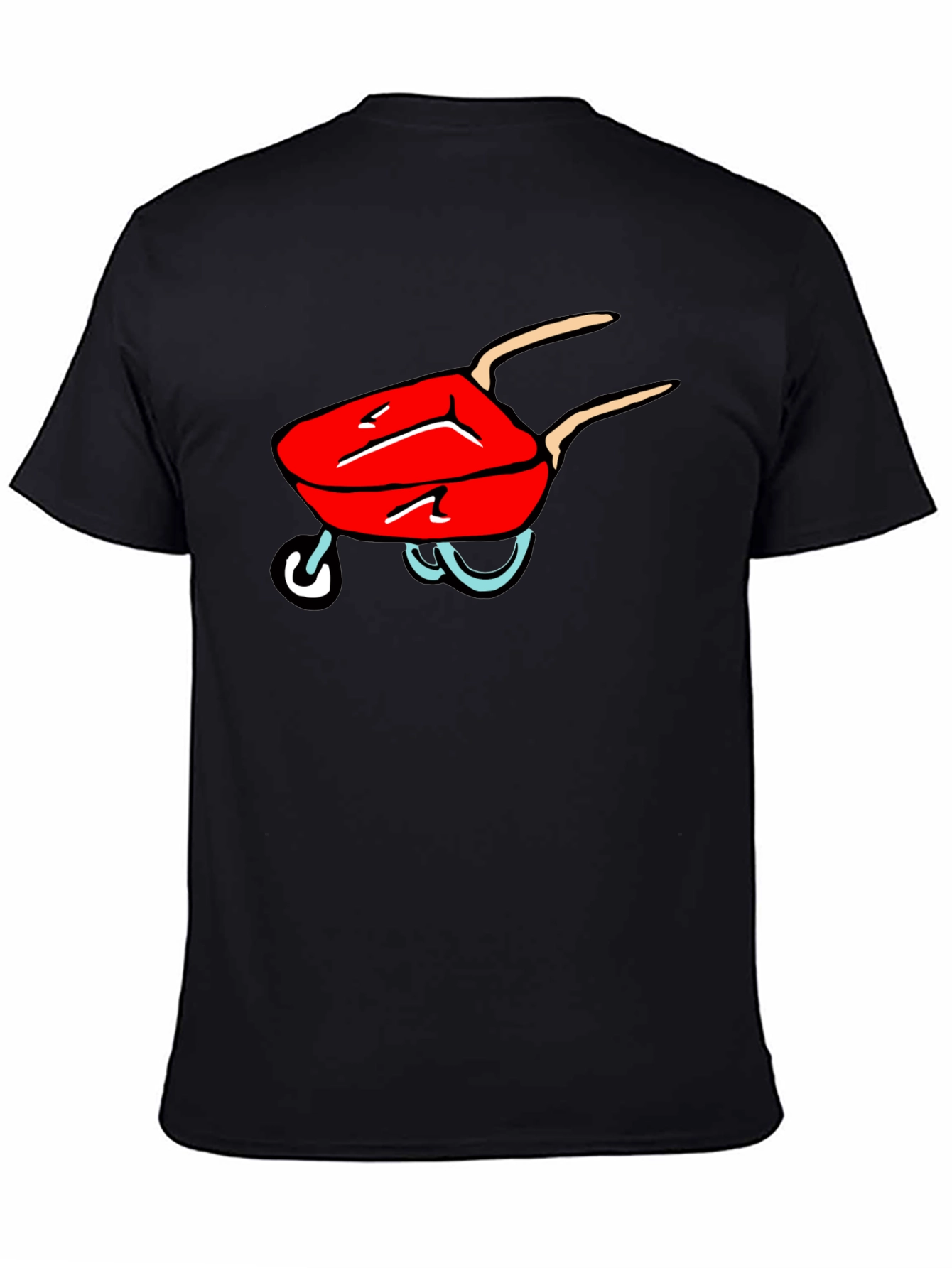 Cartoon Wheelbarrow Black T-Shirt
