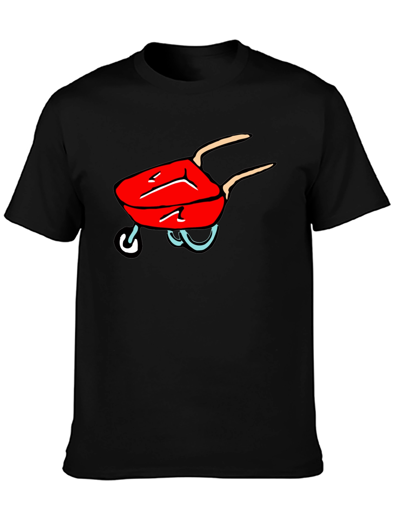 Cartoon Wheelbarrow Black T-Shirt