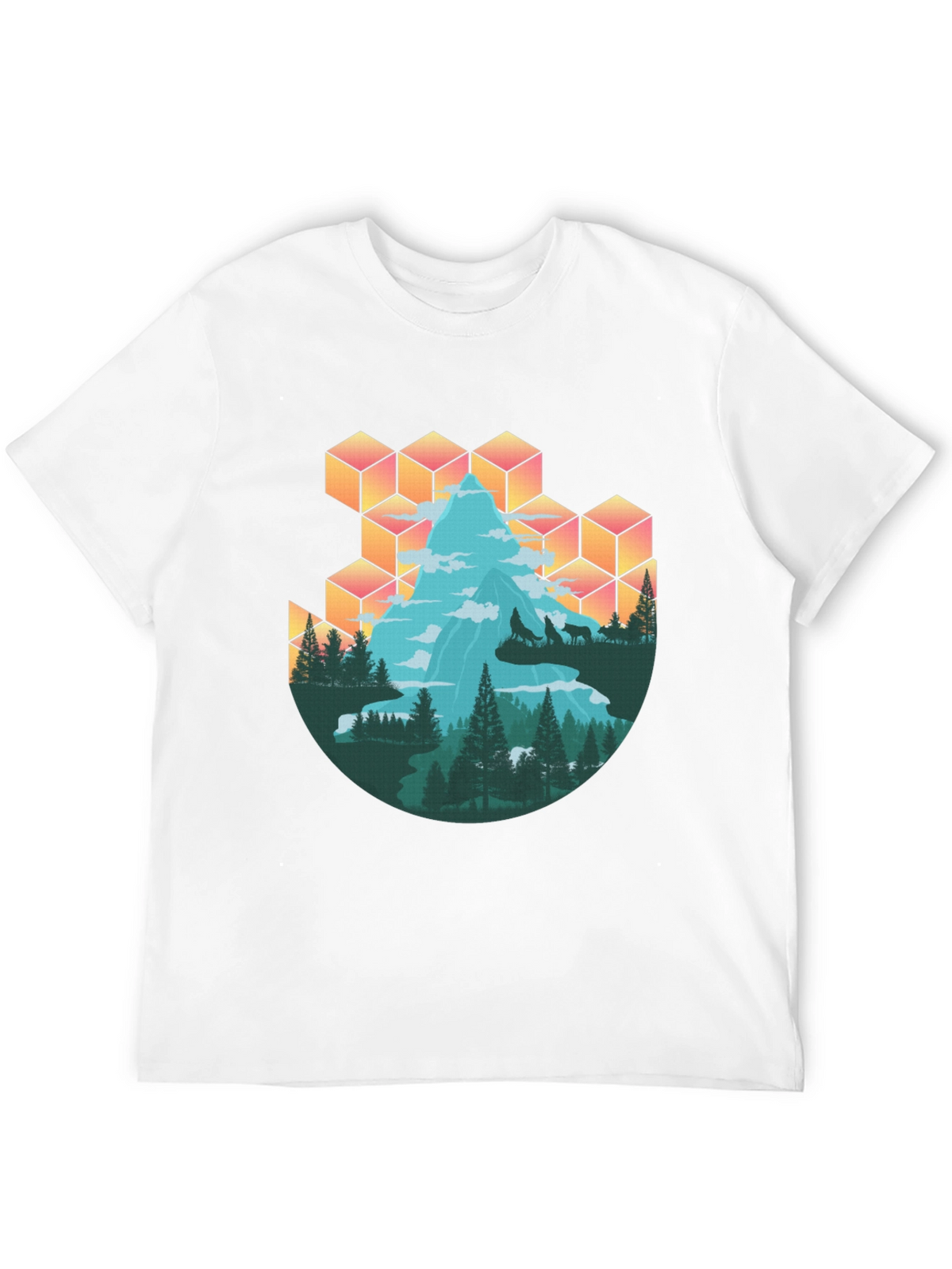 Mountain & Wolves Graphic Tee - Nature Lovers T-Shirt