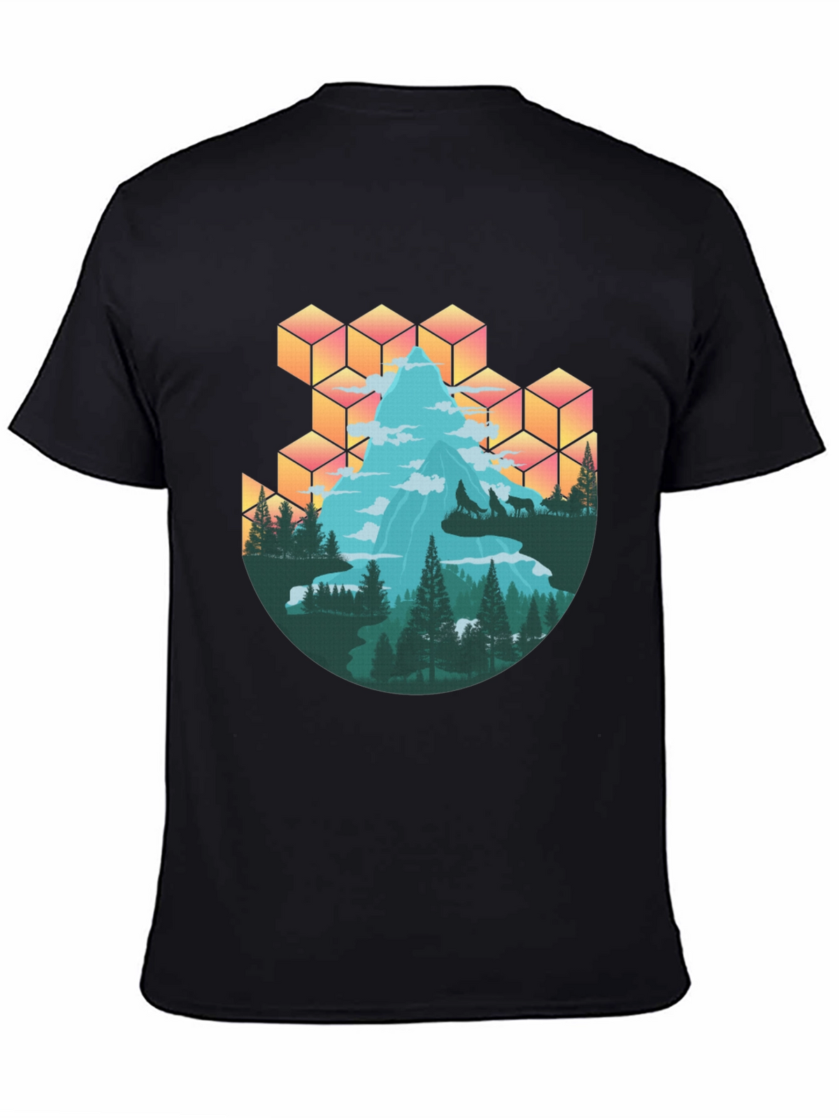Mountain & Wolves Graphic Tee - Nature Lovers T-Shirt