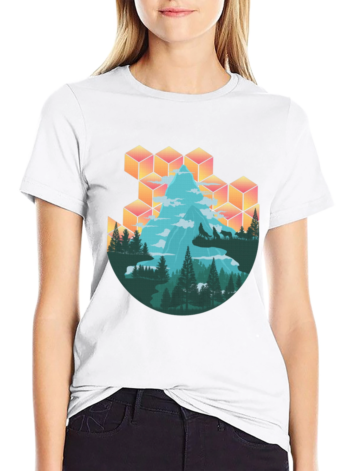 Mountain & Wolves Graphic Tee - Nature Lovers T-Shirt