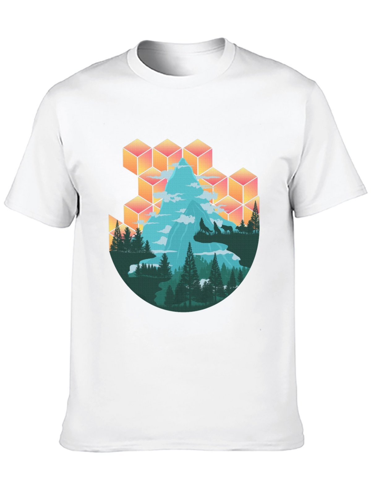 Mountain & Wolves Graphic Tee - Nature Lovers T-Shirt