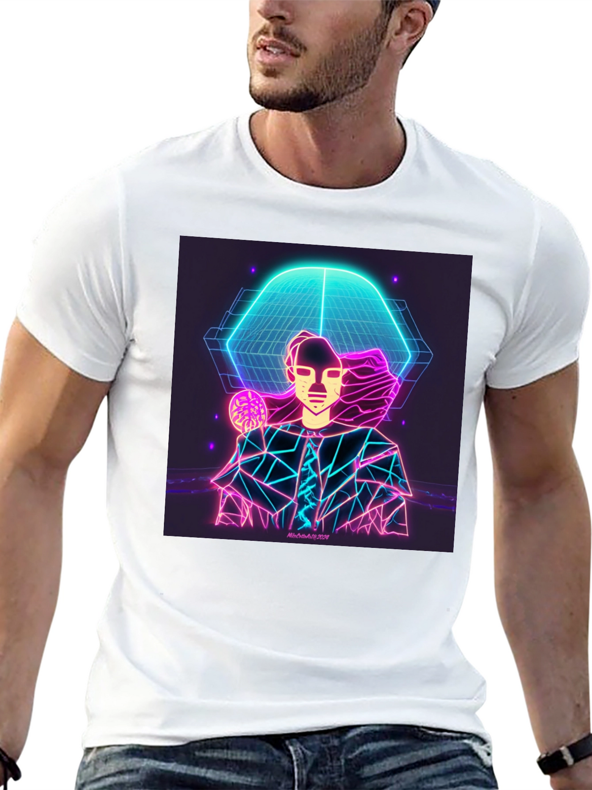 Neon Man Graphic Tee - Futuristic Style