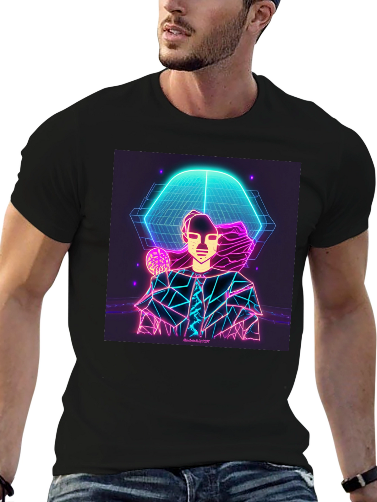 Neon Man Graphic Tee - Futuristic Style